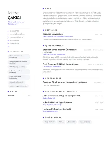Laboratuvar Teknisyeni Cv Örnekleri cv indir